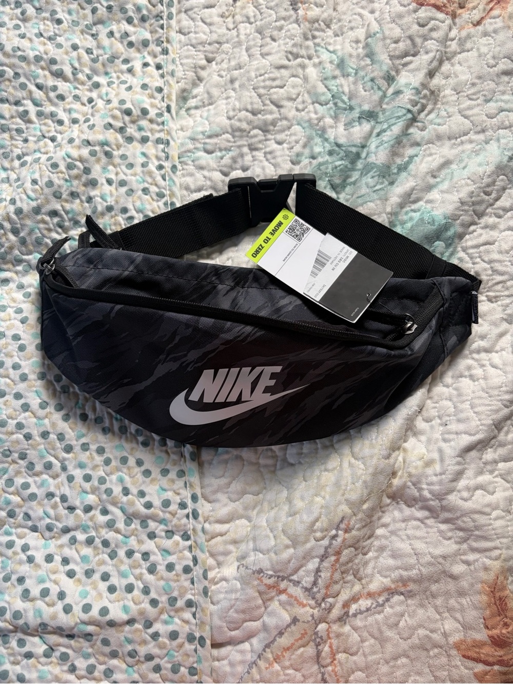 Nike Black Camo Waist Pack with White Logo